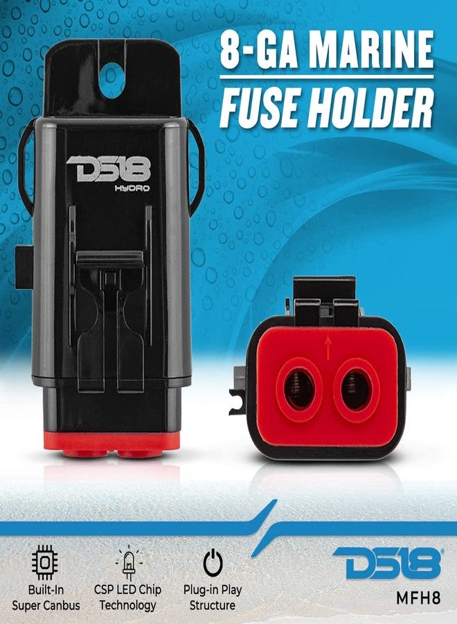 دي أس18 حامل فيوز بحري DS18 New Hydro MFH8 - 8 AWG، مقاوم للماء، غلاف سيليكون أحمر، ملحقات نحاسية مرفقة - Image 2